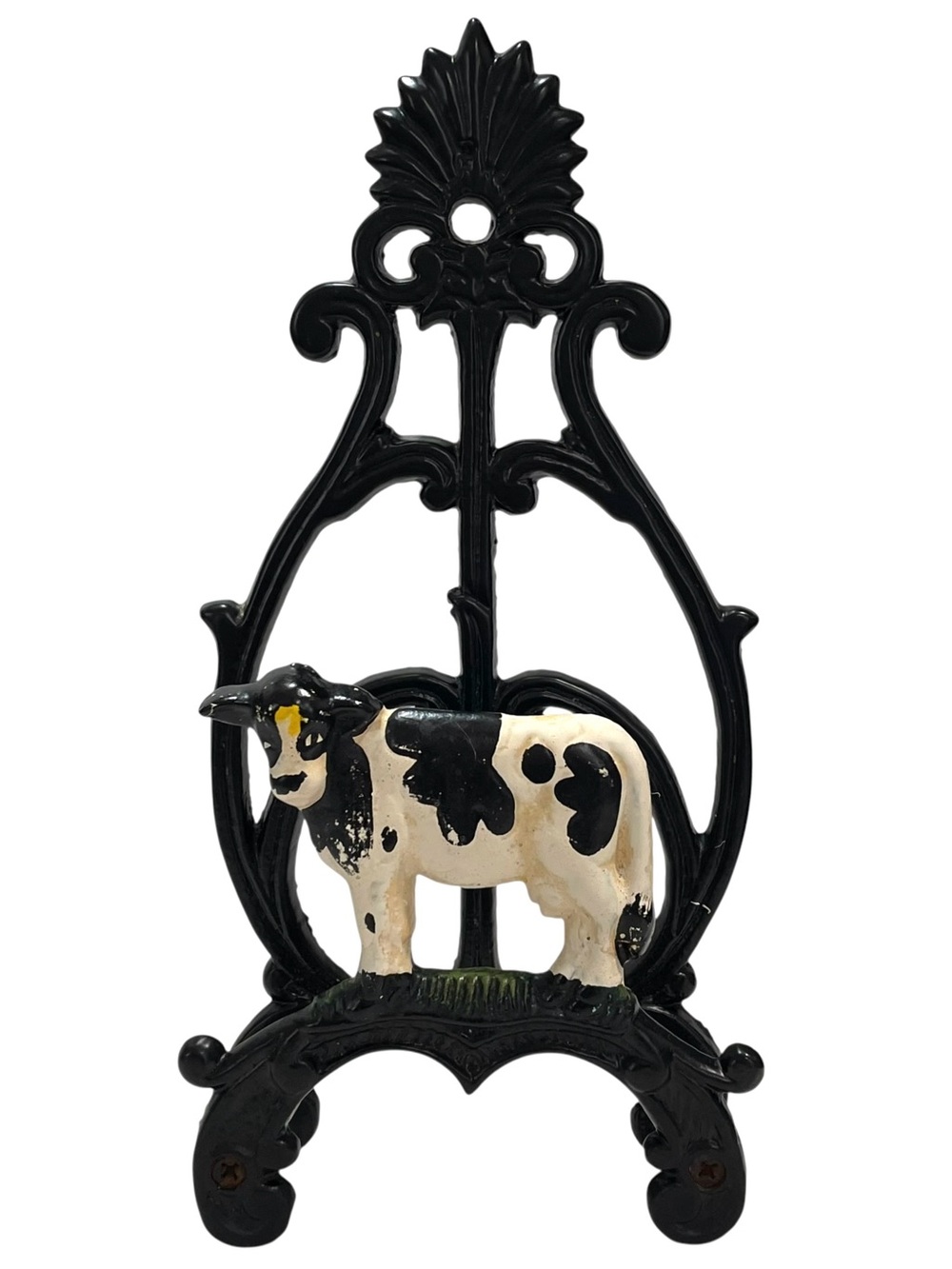 Vintage 1960s French Cast Iron Plate Holder Country Cow - Table Top/Wall Hanging